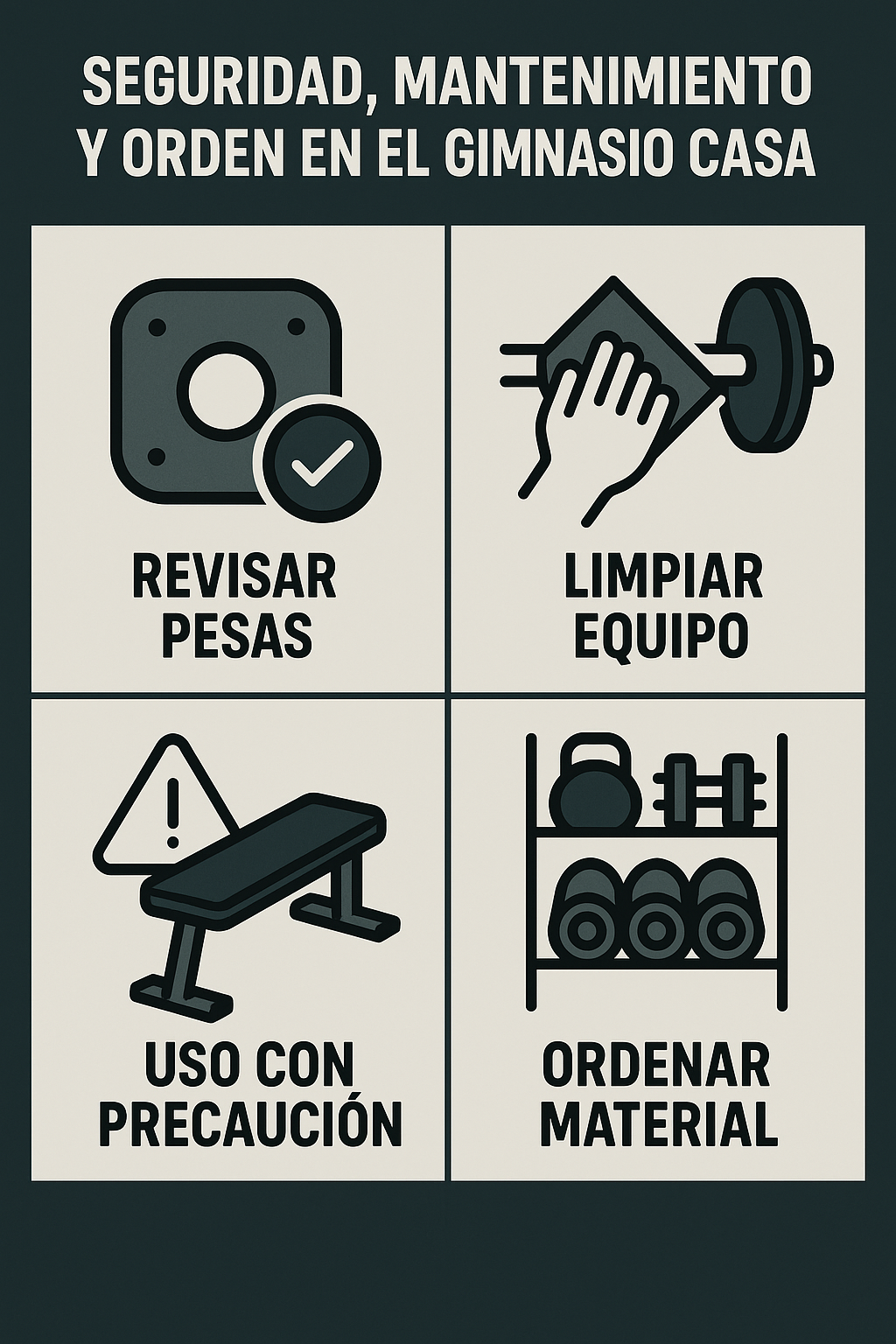 zona de entrenamiento en casa ordenada y segura