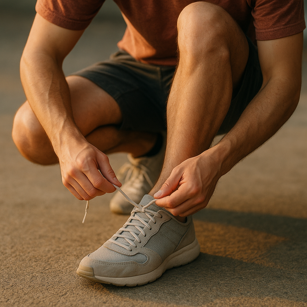 Cómo empezar a correr persona atándose las zapatillas